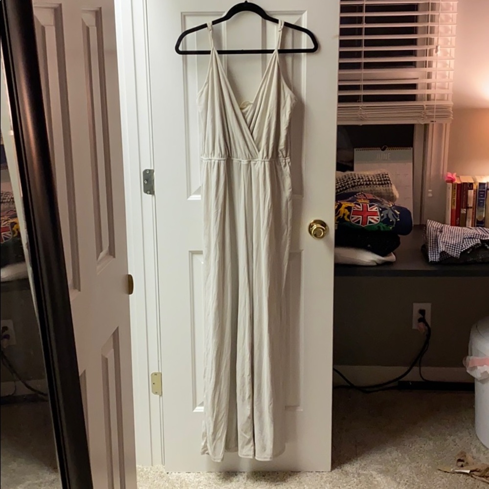 Cream wrap top jumpsuit